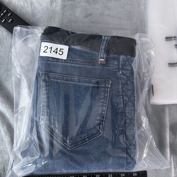 Etienne Marcel Skinny Jeans Zip Moto Leather Waist Womens 26 Medium Wash Blue - Picture 13 of 13